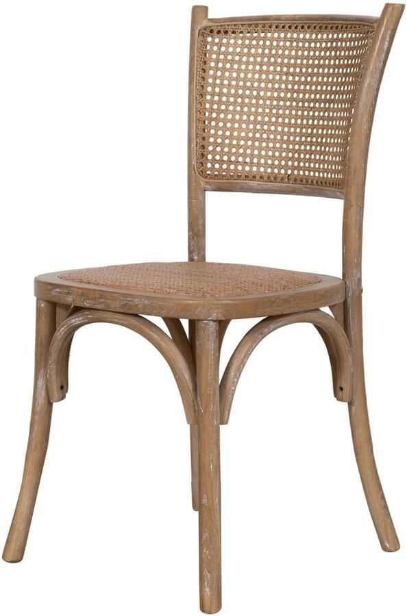 BISCOTTINI Keuken Stoelen Eetkamerstoel Massief Essenhout En Rotan Verouderde Hout Afwerking Houten Bistrostoel Klassieke 45x42x89 cm