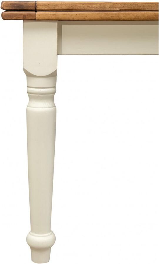 BISCOTTINI Eettafel met Optie tot vergroten Keuken Uitschuifbare Tafel Massief Lindehout -Antiek Wit Natuurlijke Top -220x100x80cm-10 14 personen