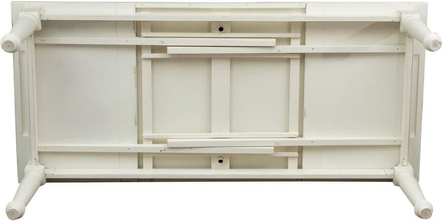 BISCOTTINI Eettafel met Optie tot vergroten Keuken Uitschuifbare Tafel Massief Lindehout Antiek Wit 220x100x80 cm voor 10 of 14 personen