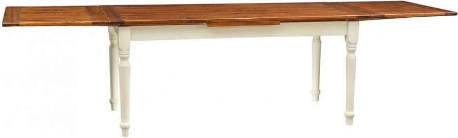 BISCOTTINI Eettafels Met Optie Tot Vergroten Keuken Uitschuifbare Tafel Massief Lindenhout Antiek Wit + Notenhouten Top 180x90x80 cm - Foto 2