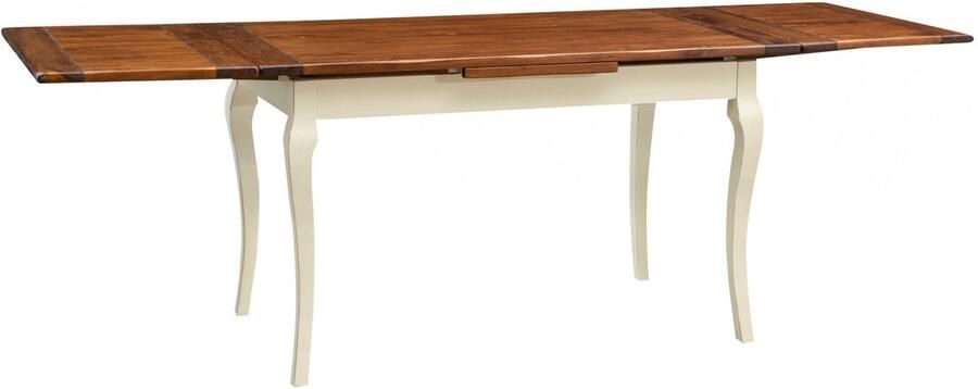 BISCOTTINI Eettafels Met Optie Tot Vergroten Keuken Uitschuifbare Tafel Massief Lindenhout Antiek Wit + Notenkleur Eettafels 140x80x80 cm