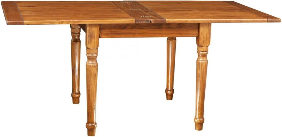 BISCOTTINI Eettafels Met Optie Tot Vergroten Keuken Uitschuifbare Tafel Massief Lindenhout Notenkleurige Afwerking 90x90x80 cm Landelijke Stijl