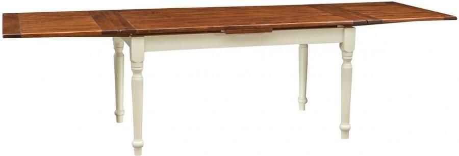 BISCOTTINI Eettafels Met Optie Tot Vergroten Keuken Uitschuifbare Tafel Massief Lindenhout Antiek Wit + Notenhouten Top 160x90x80 cm