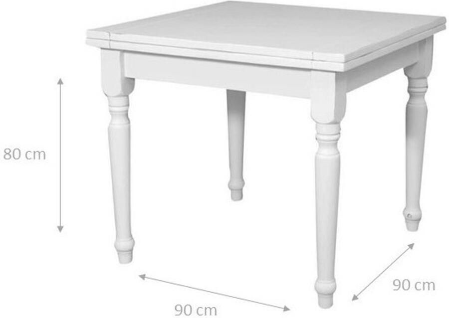 BISCOTTINI Landelijke uitschuifbare tafel in massief lindehout met antiek witte afwerking L90xPR90xH80 cm. Gemaakt in Italië