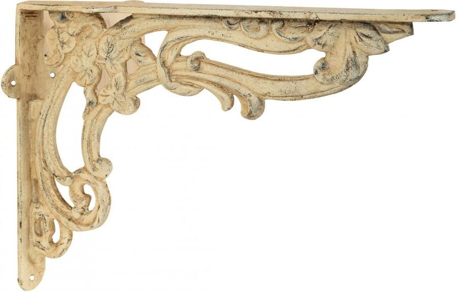 BISCOTTINI Gietijzeren plankdrager Rustiek & Industrieel Design Voor Wandplank en Boekenplank Antiek Crème Afwerking 40x11x59cm