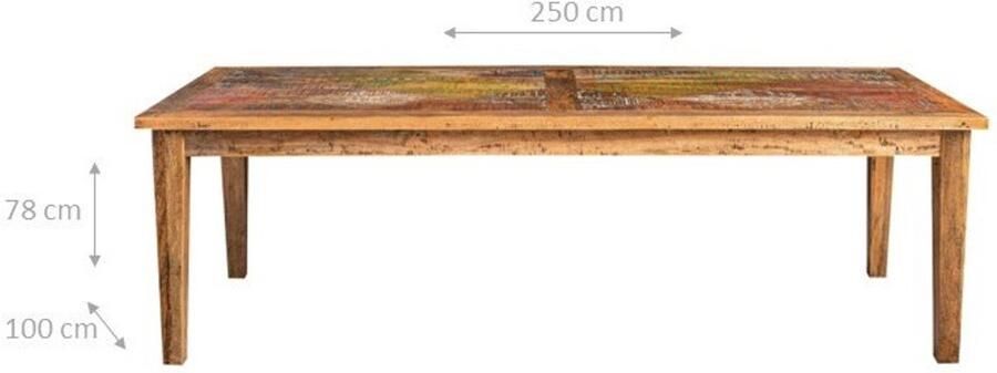 BISCOTTINI Grote Eettafel Rechthoekige Eetkamertafel Massief gerecycled hout 250x100x78 cm 12 personen Tafels voor woonkamer restaurants