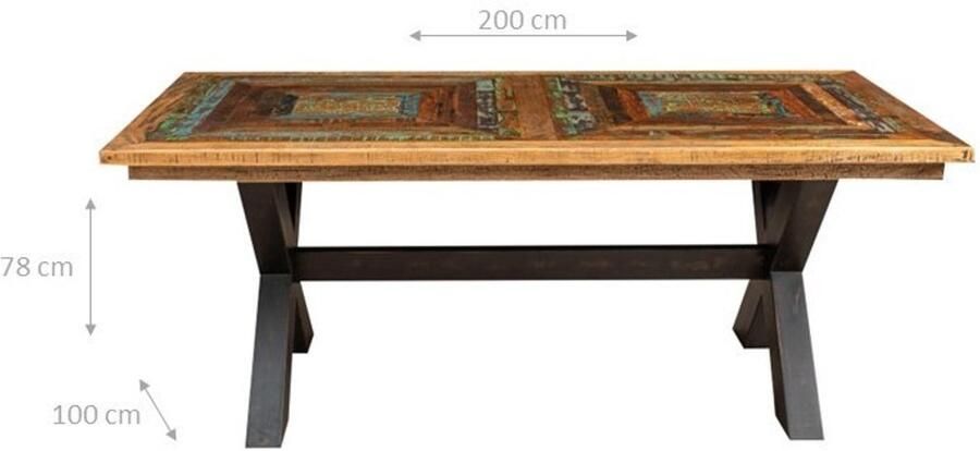 BISCOTTINI Grote Eettafel Rechthoekige Tafel Massief gerecycled hout 200x100x78 cm 8 of 10 personen voor eetkamer woonkamer restaurants