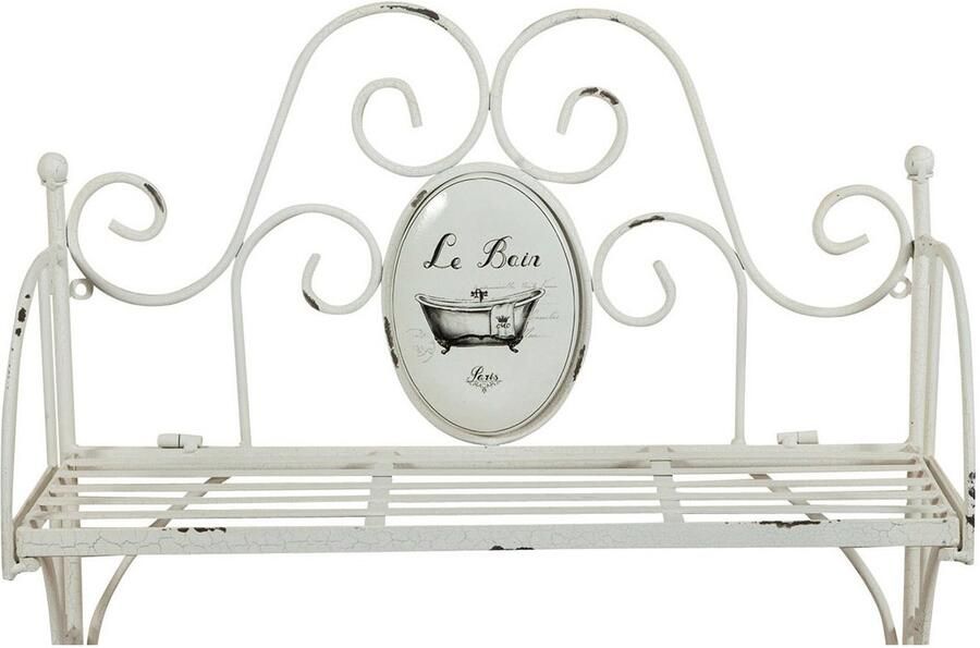 BISCOTTINI Handdoekhouder LE BAIN PARIS Badkamerrek Massief Smeedijzer Shabby Wit Wandplank Handdoekrek 56x19x43 cm Voor Badkamers