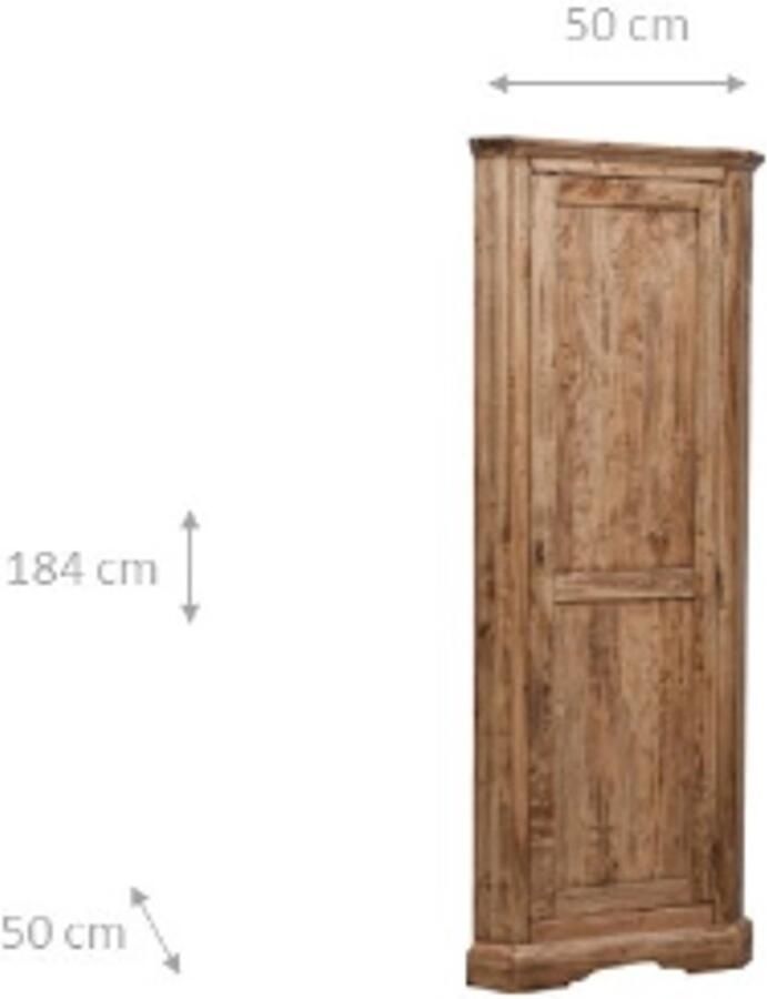BISCOTTINI Hoekkast Kledingkast Massief Lindehout Natuurlijke Afwerking Hoekkasten 50 x 50 x 184 cm Landelijke Stijl Slaapkamer