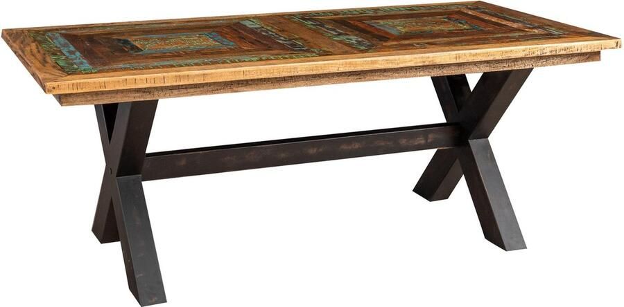 BISCOTTINI Salontafel RUSTIEK Bijzettafel van massief lindehout handgemaakt met 2 legplanken Natuurlijke afwerking 90x90x45cm-Landelijke stijl - Foto 2