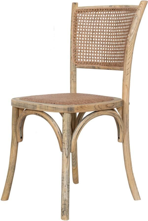 BISCOTTINI Keuken Stoelen Eetkamerstoel Massief Essenhout En Rotan Eiken Afwerking Bistrostoel voor keuken woonkamer restaurants 45x42x89cm
