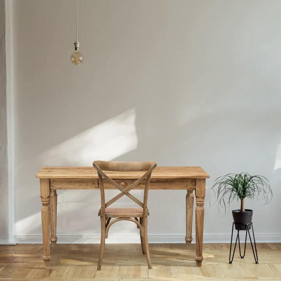 BISCOTTINI Keuken Tafel Eetkamertafel Massief Lindenhout Natuurlijke Afwerking Tafel Met Lade 140x80x80 cm Voor Keuken En Woonkamer