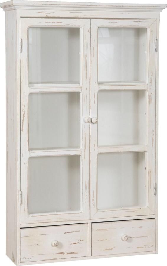 BISCOTTINI Keukenkast Opbergkast Vrijstaande Keuken met 2 Laden 2 Deuren 2 Plank Massief hout Antiek Wit 42x19x76 cm Hangkast Badkamer