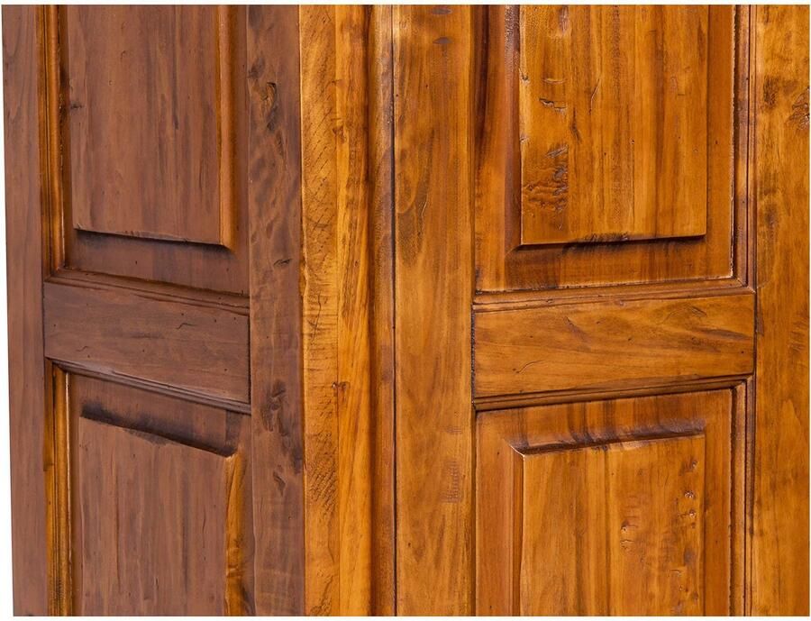 BISCOTTINI Kledingkast RUSTIEK Slaapkamerkast met Massief Lindehout Handgemaakt Walnoot afwerking 100x50x210 cm Klassieke Rustieke stijl