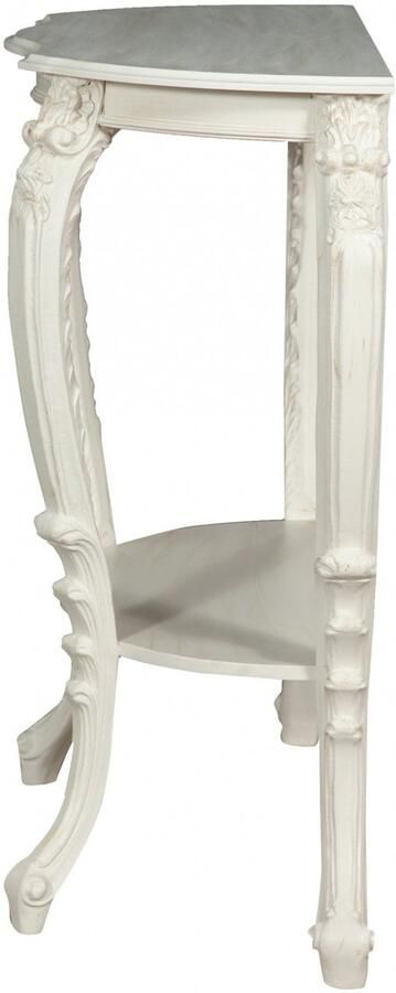 BISCOTTINI Klein Console Tafel ART Houten Wandtafel met 2 legplanken en 1 lade Handgemaakte Haltafel Antiek Wit Sidetable 87x38x84 cm