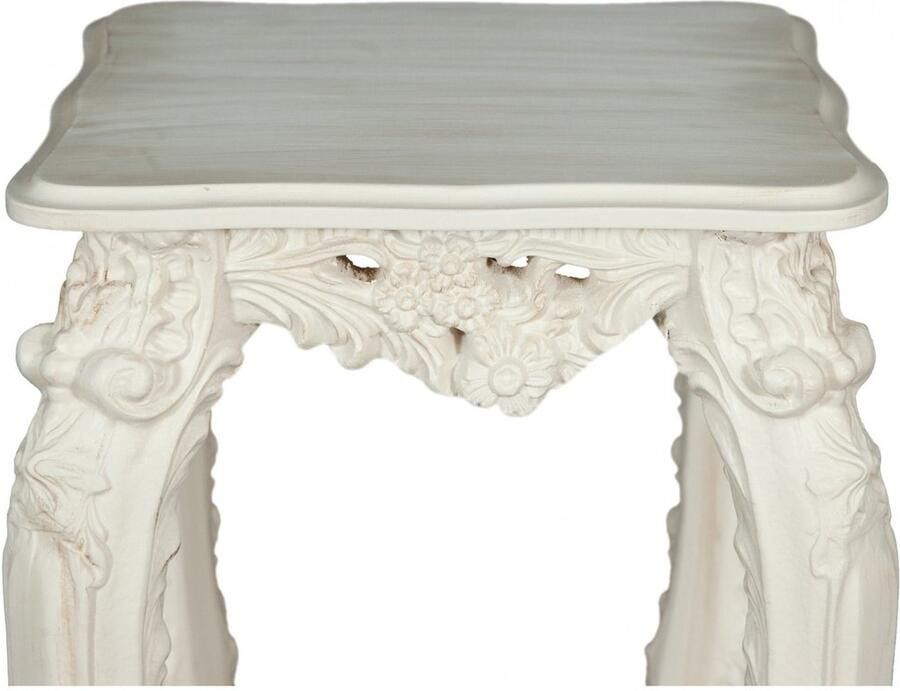BISCOTTINI Klein Console Tafel FIRENZE Houten Haltafel Handgemaakte Sidetable Antiek Wit Consoletafel 37x34x87cm Bloemenstandaard voor de Hal