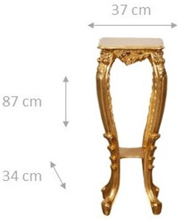 BISCOTTINI Klein Console Tafel FIRENZE Houten Haltafel Handgemaakte Sidetable Antieke Bladgoud Afwerking -37x34x87cm- Bloemenstandaard voor Hal