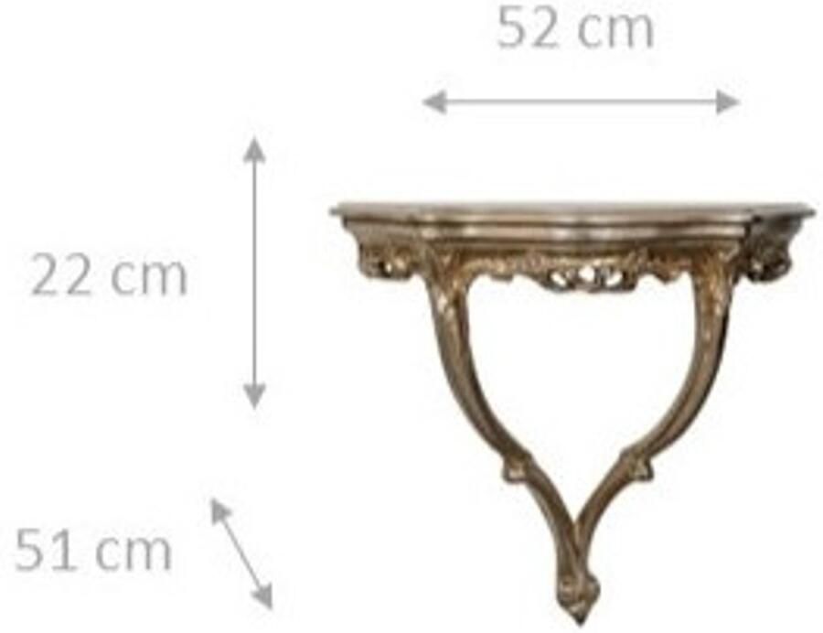 BISCOTTINI Klein Console Tafel HARMONIE II Houten Handgemaakte Wandtafel Sidetable Bladzilveren Afwerking 57x22x52 voor hal woonkamer kantoor