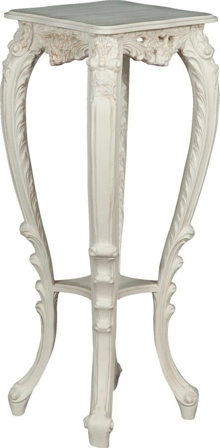 BISCOTTINI Klein Console Tafel ROOS Houten Haltafel Handgemaakte Sidetable Antiek Wit Afwerking 37x33x87 cm Bloemenstandaard voor de Hal