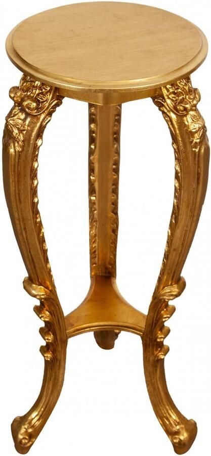 BISCOTTINI Klein Console Tafel ROOS Houten Haltafel Handgemaakte Sidetable Bladgoud Afwerking 37x33x87 cm Bloemenstandaard voor de Hal