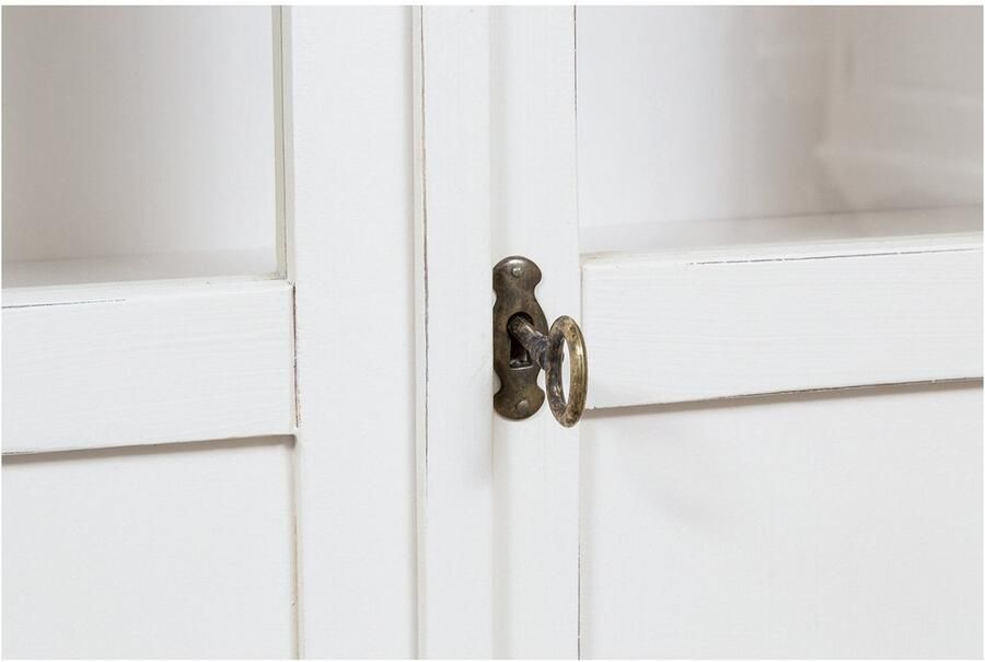 BISCOTTINI Kleine Vitrinekast NINA Boekenkasten Massief lindehout Antiek Wit 68x25x98 cm Staande Showcase Made in Italy