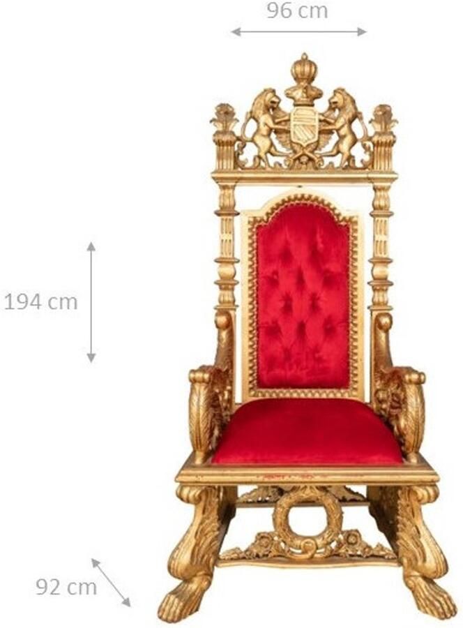 BISCOTTINI Koninklijke Troon Fauteuil Massief Mahoniehout Grote fauteuil voor woonkamers tavernes bars nachtclubs streaming Twitch YouTube