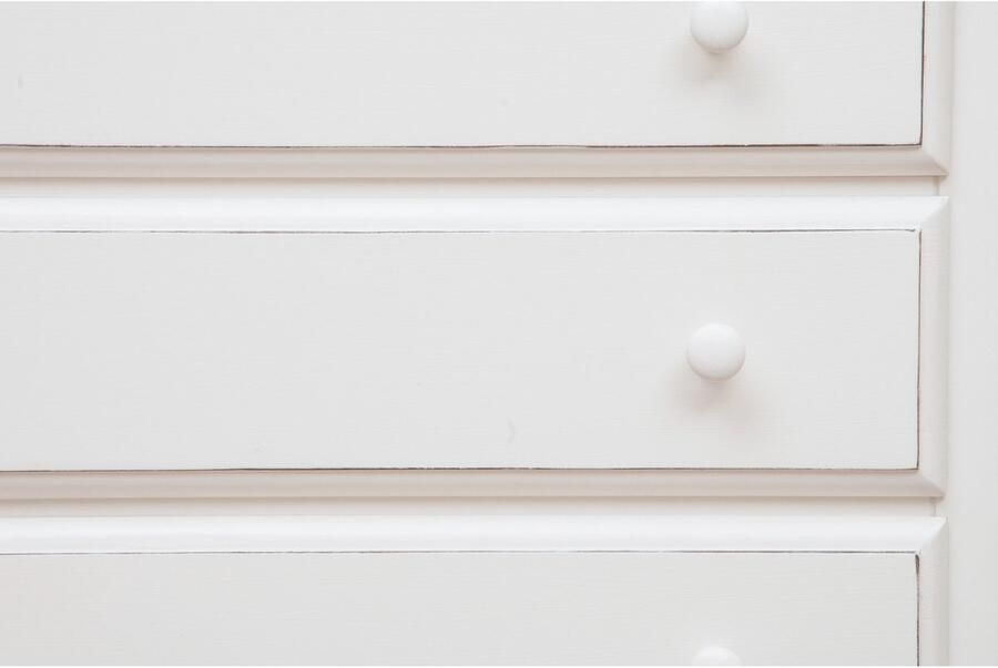 BISCOTTINI Ladekast STRAK Dressoir met Massief Lindehout Handgemaakt met 3 Laden Antiek Wit Afwerking Kast 100x48x85 Klassieke stijl