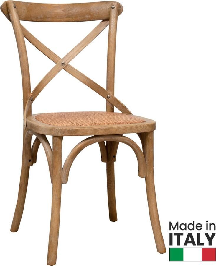 BISCOTTINI Eetkamerstoel Design Keukenstoel Massief essen Verouderde Houten Afwerking Bistrostoel 48x52x88 cm Vintage stijl