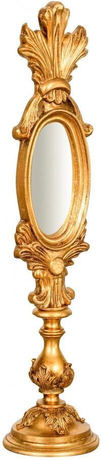 BISCOTTINI Make-up spiegel goud Staande tafelspiegel voor kaptafel Barok Stijl Antiek Gouden Blad Afwerking 17x17x74cm