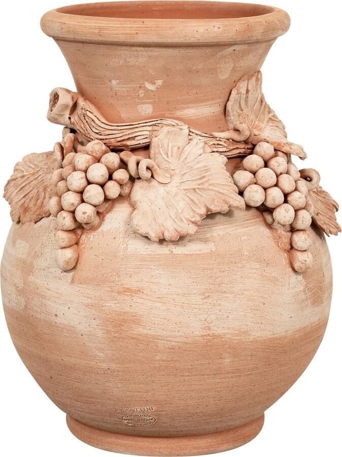 BISCOTTINI Paraplubak Handgemaakte Toscaanse Terracotta Parapluhouder Paraplustandaard vaas 34x34x45 cm Voor binnen en buiten gebruik