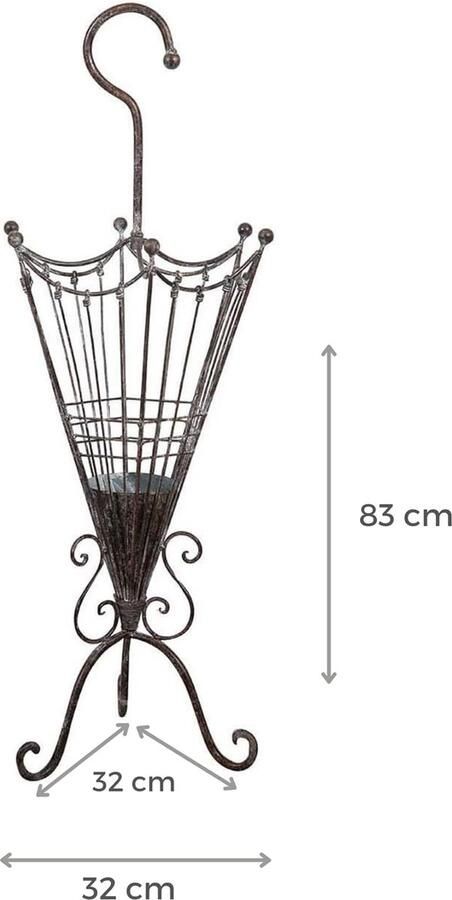 BISCOTTINI Paraplubak Vintage Parapluhouder Smeedijzer Antiek Roest Afwerking Halaccessoires 32X32X83 cm voor Paraplu's en Wandelstokken