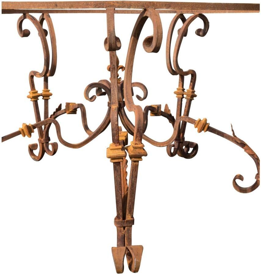 BISCOTTINI Rustiek Metalen Tuintafel onderstel Spinpoot Voor Zwaar en Rond Tafelblad Antiek Rode Afwerking 123x123x74cm