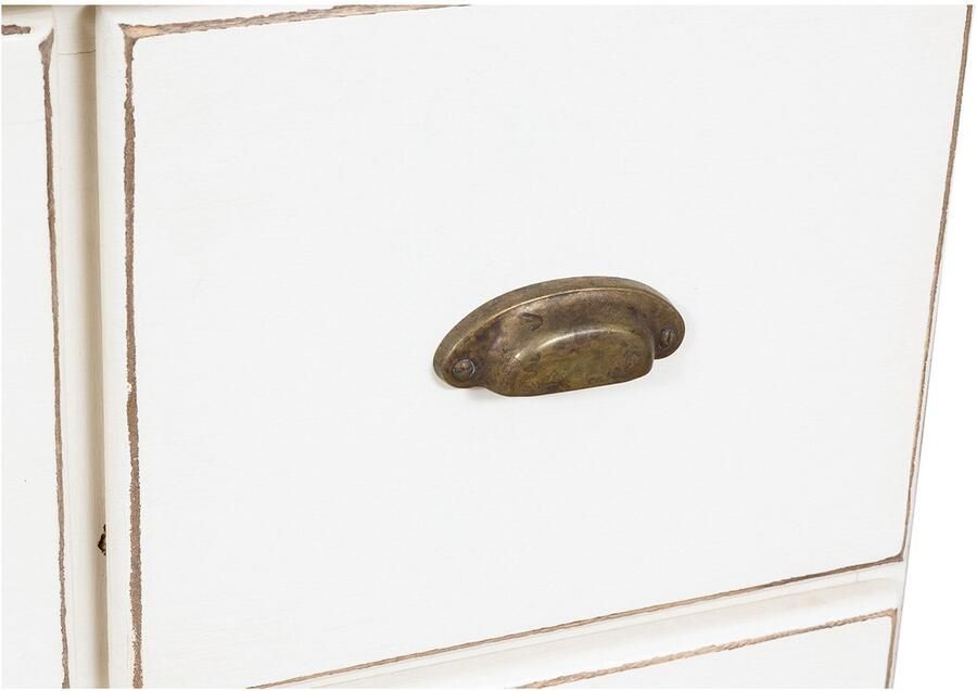 BISCOTTINI Smalle Ladekast met 6 Laden LANDELIJKE Handgemaakte Dressoir Massief Lindehout Antiek Wit 63x41x120 cm Nachtkastje Opbergkasten