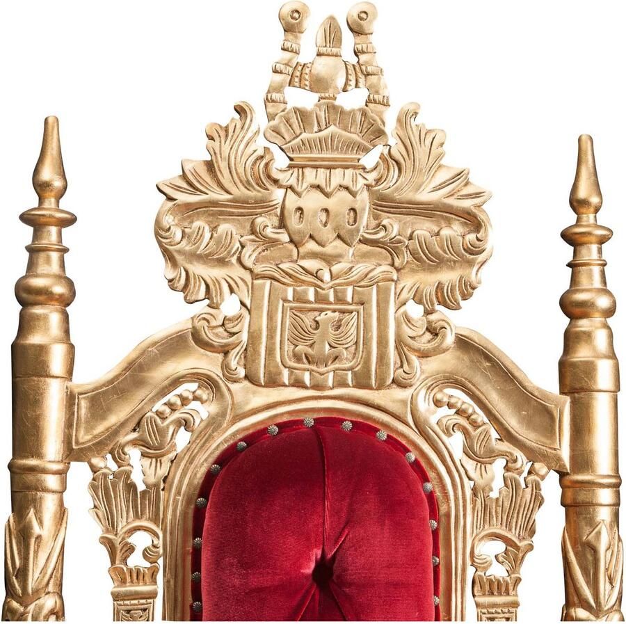 BISCOTTINI Troon Grote Fauteuil-Massief Mahoniehout-Goud Rood Fluweel-88x70x180-Schilderachtige Stoel voor bars nachtclubs streaming Twitch YouTube