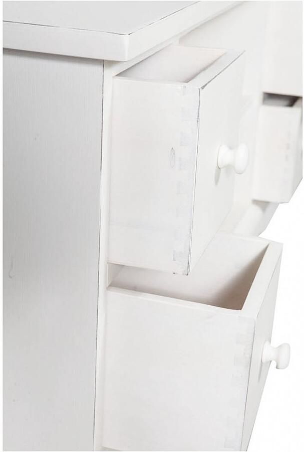 BISCOTTINI Tv-meubel RUSTIEK TV Kast van Massief Lindehout Handgemaakt met 2 Legplanken en 4 Laden Antiek Wit Afwerking- 129x40x60 cm