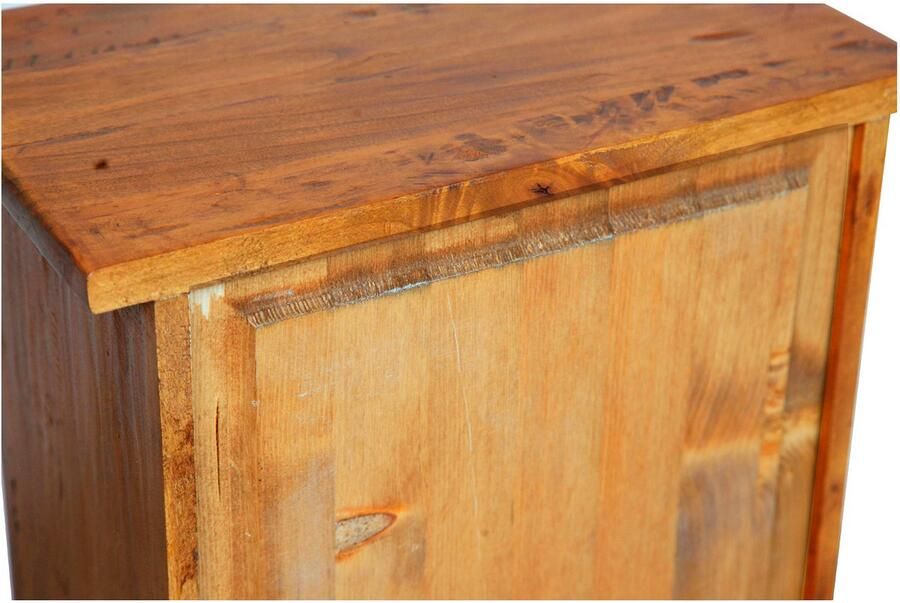 BISCOTTINI Vitrinekast TOM Smalle Showcase met 1 deur en 2 Legplanken Massief Lindehout Walnoot Afwerking 40x25x98 cm Handgemaakte Meubels