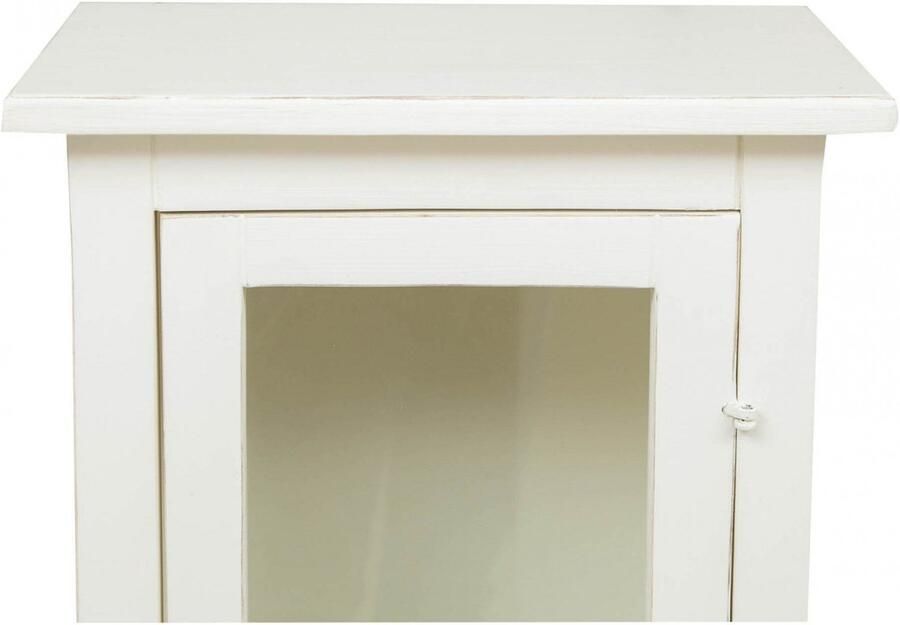 BISCOTTINI Vitrinekast TOM Smalle Showcase met 1 deur en 3 Legplanken Boekenkasten Massief Lindehout Antiek Wit 40x25x130 cm Handgemaakte