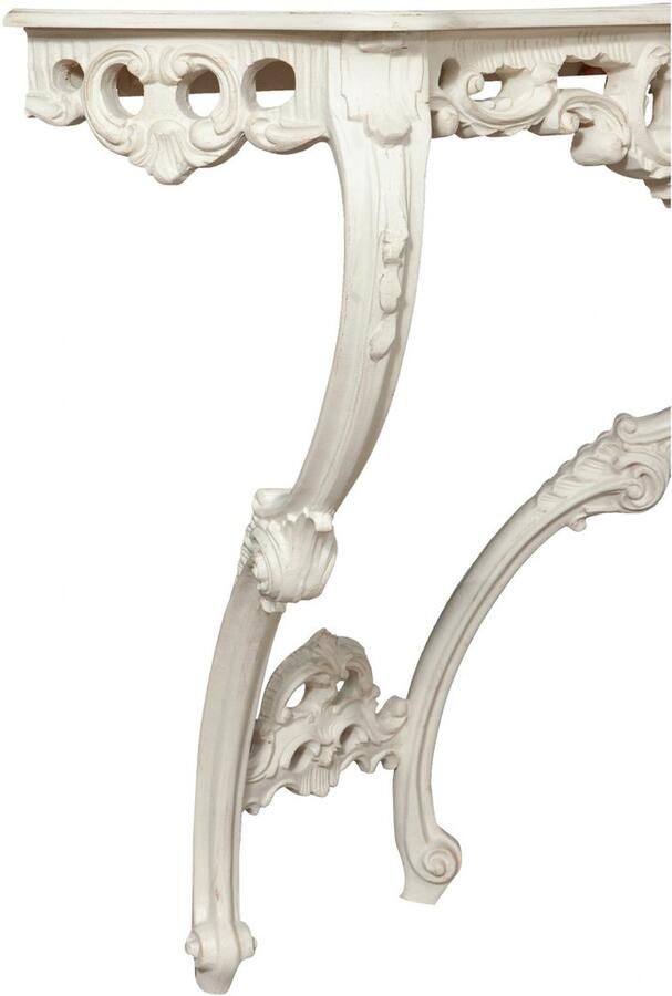 BISCOTTINI Wandtafel LODEWIJK Houten Handgemaakte Console Tafel Antiek Wit Afwerking Haltafel 87x33x84 cm voor hal woonkamer kantoor