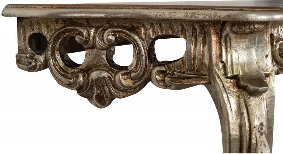 BISCOTTINI Wandtafel LODEWIJK Houten Handgemaakte Console Tafel Bladzilveren Afwerking Haltafel 87x33x84 cm voor hal woonkamer kantoor