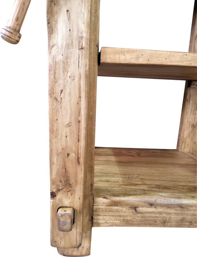 BISCOTTINI Werkbank Werktafel Massief Lindehout Natuurlijke Afwerking Hoge Tafels 64 x 57 x 82 cm Landelijke Stijl Keuken