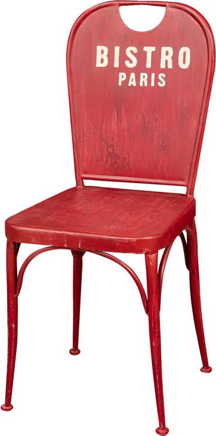 BISCOTTINI Bistro de Paris stoel in ijzer met rode antieke afwerking L43xPR48xH92 cm