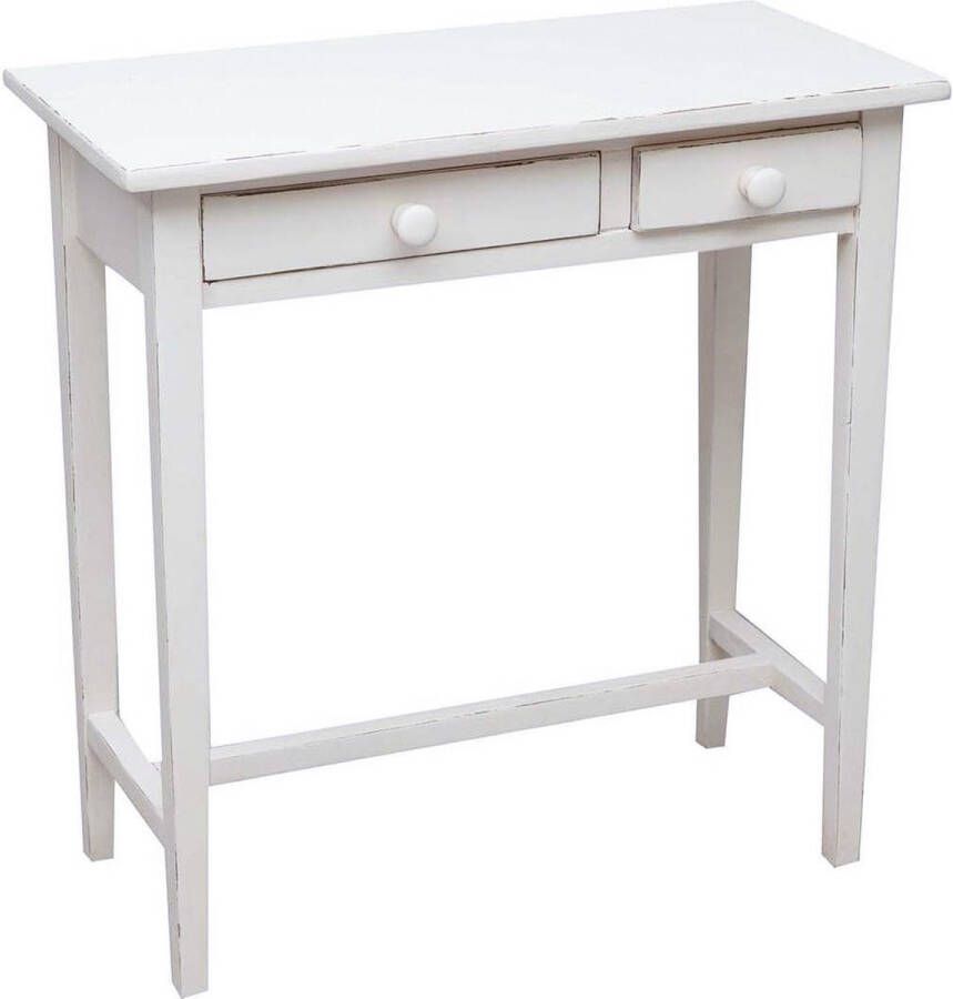 BISCOTTINI Console tafel in massief lindehout met antiek witte afwerking L73xPR36xH75 cm. Gemaakt in Italië