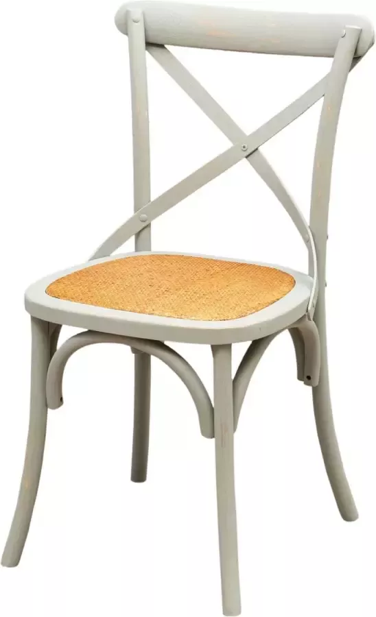 BISCOTTINI copy of Thonet-stoel in massief essenhout en rotanzitting met antieke grijze afwerking L48xPR52xH88 cm