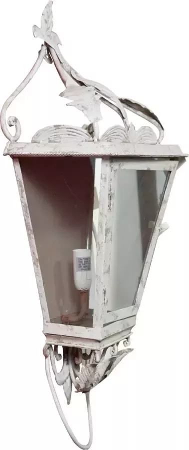 BISCOTTINI Elektrische wandlamp in smeedijzer met antiek witte afwerking L28xPR16.5xH61.5 cm