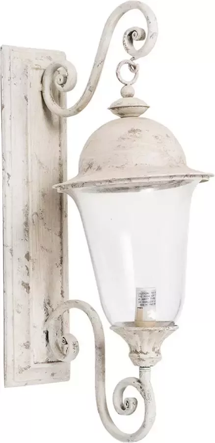 BISCOTTINI Elektrische wandlamp in smeedijzer met antiek witte afwerking L28xPR20xH54 5 cm