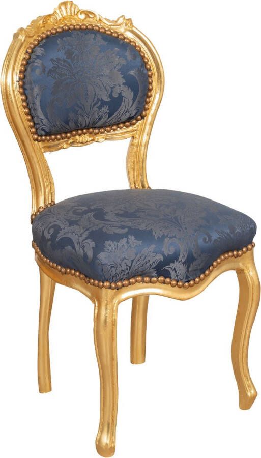 BISCOTTINI copy of Franse Louis XVI stijl fauteuil in massief beukenhout met goud en blauwe afwerking - Foto 1