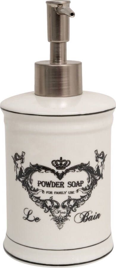 BISCOTTINI Gedecoreerde dispenser voor vloeibare zeep in wit porselein Powder Soap L8 5xPR8 5xH18 cm - Foto 1