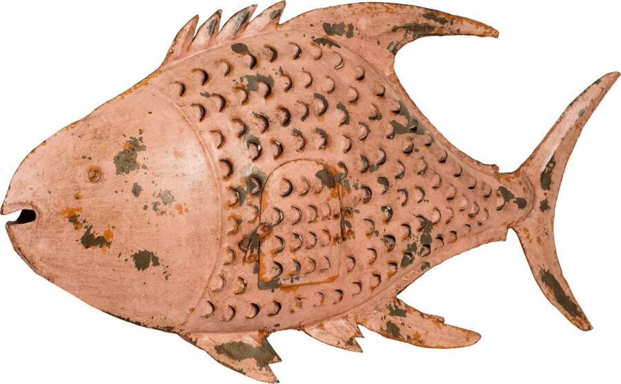 BISCOTTINI Handgeschilderde ijzeren kandelaar vis