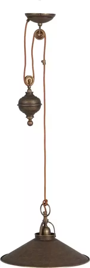 BISCOTTINI Hanglamp in landelijke stijl in verouderd messing gietstuk Diam.35XH95 cm. Gemaakt in Italië