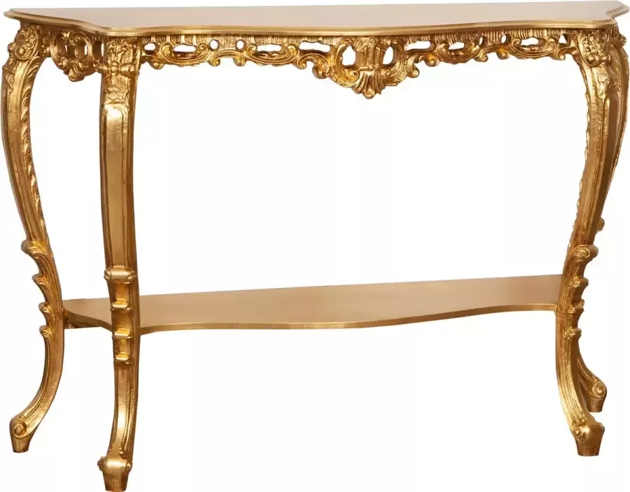 BISCOTTINI HOUTEN CONSOLE ANTIQUED GOUD BLAD AFWERKING GEMAAKT IN ITALIË